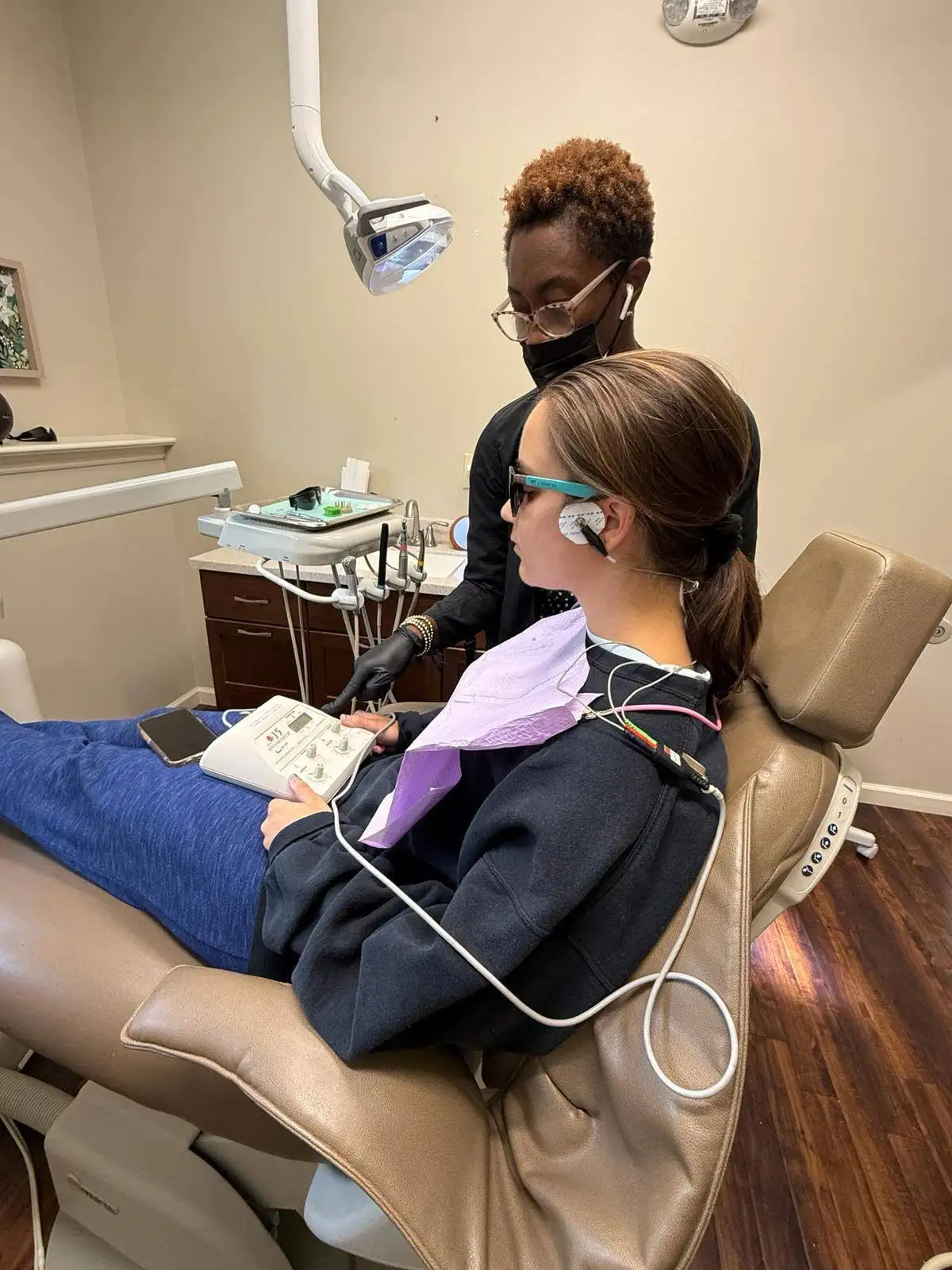 Patient in a dental chair during a visit at Advanced Dentistry of Collegeville